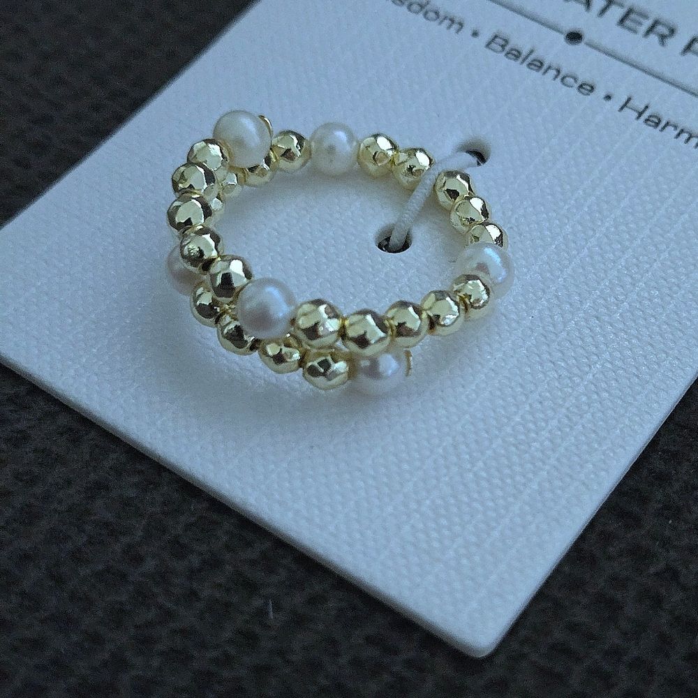 Freshwater Pearls and Gold💛 Hematite Beads Adjustable Wrap Ring💍 - NWT - Picture 4 of 16